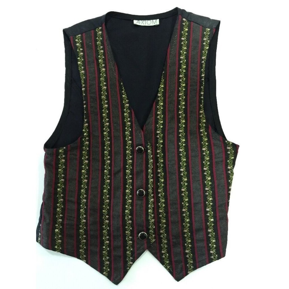 Women's Black,Pink, Red Sleeveless Button Down Vest Size 6